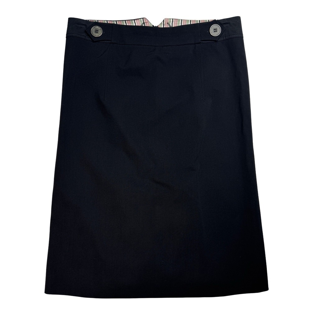 Kenzo Paris Wool Cotton Skirt 40 Black Back Pleat Lined Made in Poland Classic